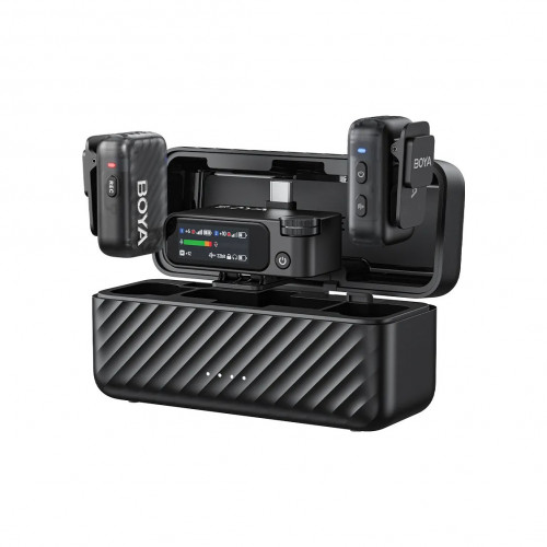 Беспроводная микрофонная система Model: BOYAMIC 2 |（USB-C+3.5mm TRS）RX + 2 TX + 2 Lav Mic + Charging c